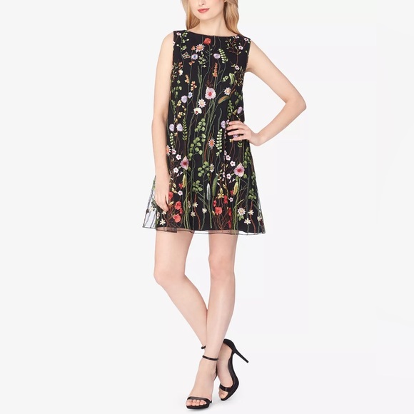 Tahari Arthur S. Levine Size 12 Embroidered Shift Dress - Picture 5 of 5